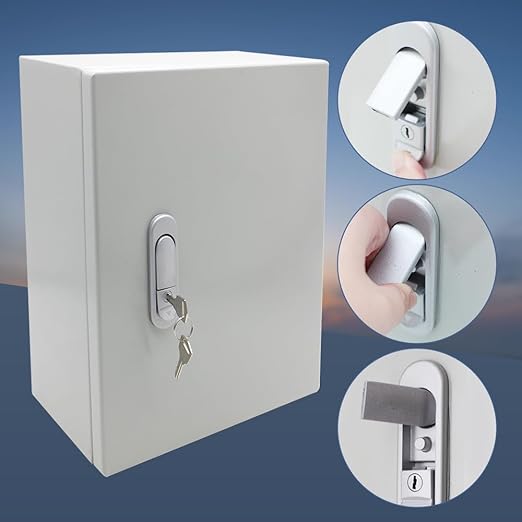 Steel Electrical Junction Box,12 * 10 * 6 in Waterproof & Dustproof Electrical Junction Box,Outdoor Metal Electrical Box with Lock(300 * 250 * 150mm)