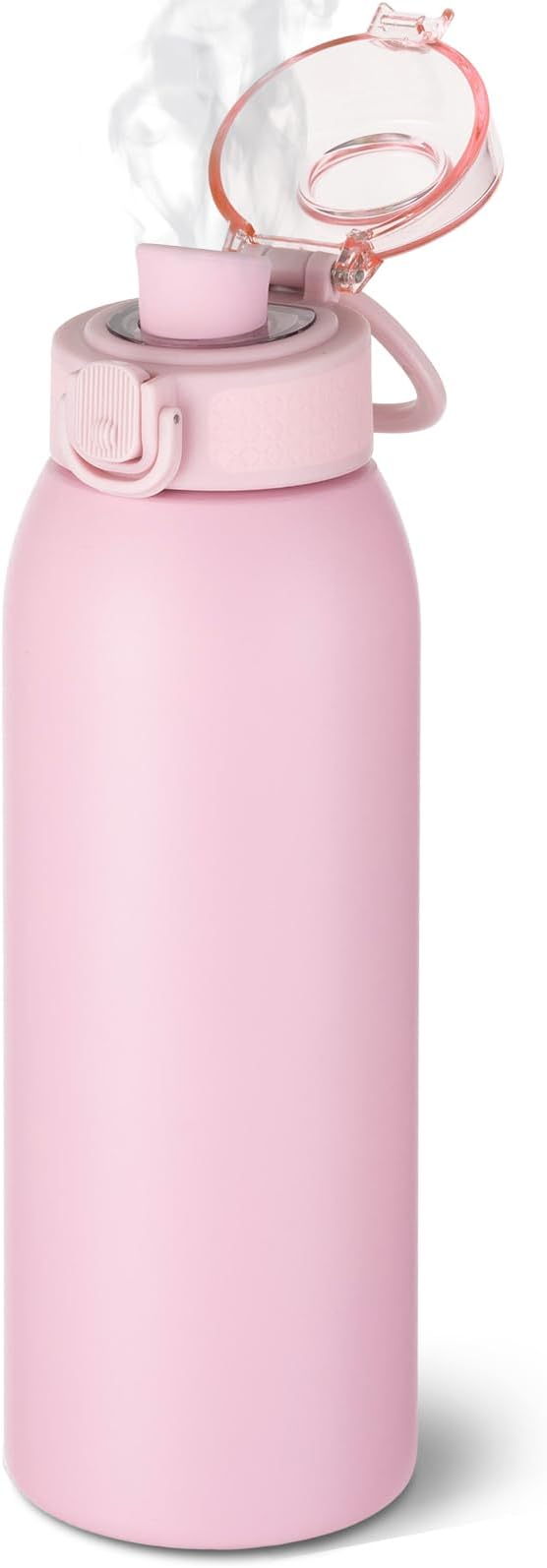 Insulated Water Bottle 24 oz with Dustproof Lid, Carry Handle & Tea Infuser, BPA-Free & Leakproof, Stainless Steel Water Bottles Ideal for Fitness, Hiking, Office & Outdoor Use （ Water Pink）