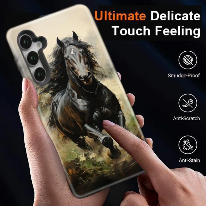 Compatible for Samsung Galaxy A57 5G Case, Dual Layer Heavy Duty 2 in 1 Shockproof Protective Phone Case,Running Horse