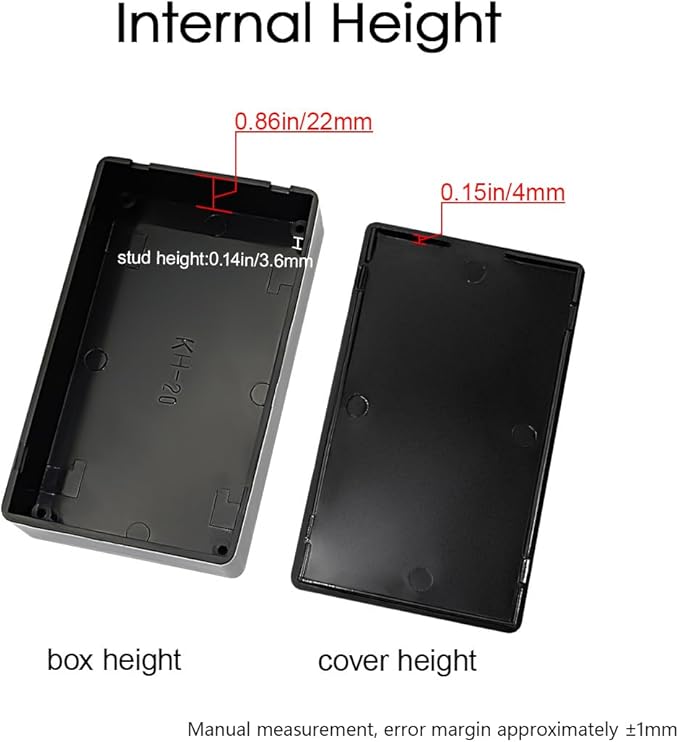 LeMotech Project Box 10 Pieces ABS Plastic Electrical Project Case Small Junction Box for Electronics Black 3.9 x 2.4 x 1.0 inch (100 x 60 x 25 mm)