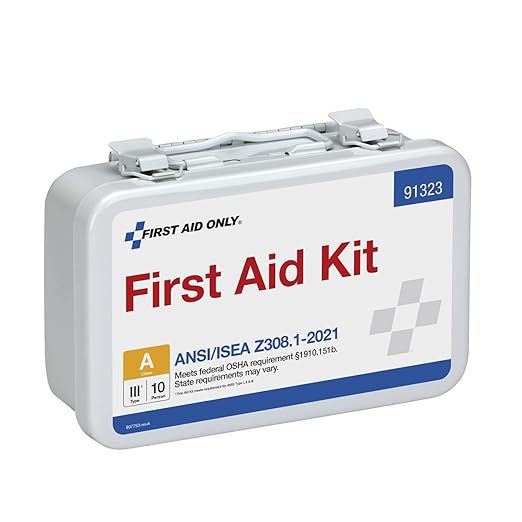 First Aid Only 91323 ANSI A 2021 and OSHA Compliant First Aid Kit, 10-Person Emergency First Aid Kit for Business, Home, Car, and Worksites, 76 Pieces