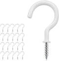 25 Pack Cup Screw Hooks,2 inch Vinyl Coated Ceiling Screw in Hooks Plant Hanger Wind Chimes Hooks Great for Hanging Indoor & Outdoor Use(White)