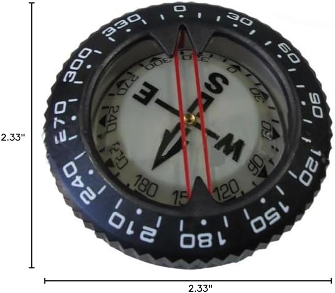 Scuba Choice Diving Compass Module - Glow in the Dark, Aluminum, 80M Max Depth, Portable, 25° Tilt, Compact & Durable - Reliable Underwater Navigation, Gear Divers, Marine Navigation Tool