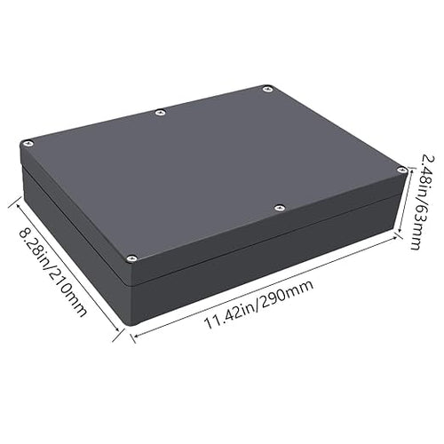 1 Pack Project Box IP65 Waterproof Junction Box ABS Plastic Black Electrical Boxes DIY Electronic Project Case Power Enclosure 11.42x8.27x2.48 inch (290 x 210 x63 mm)