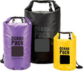 Waterproof Dry Bag Set of 3 – Roll Top Waterproof Bags 2L 5L 10L – 500D PVC Floating Dry Bags for Kayaking, Camping, Beach and Travel – Lightweight Compression Design
