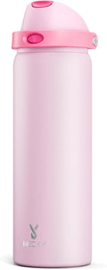 32 oz Insulated Water Bottle for Sports: Meoky Stainless Steel Water Bottle with 2-in-1 Straw and Spout Lid - Leak Proof, Cold for 24 Hours, Protective Silicone Base, BPA-Free for Women Gym, Blush