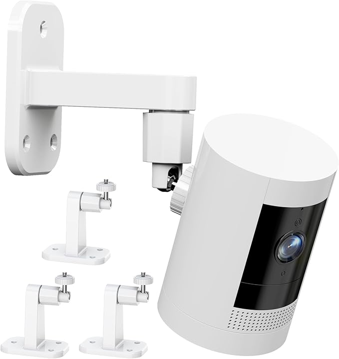3 Pack Ring/Camera Mount: 360 Degree Adjustable Wall Mount for Stick Up Cam/Outdoor Cam Plus, 2 Ways Installation - Strong Adhesive & Screw, Fit for Viewing Angle(White)