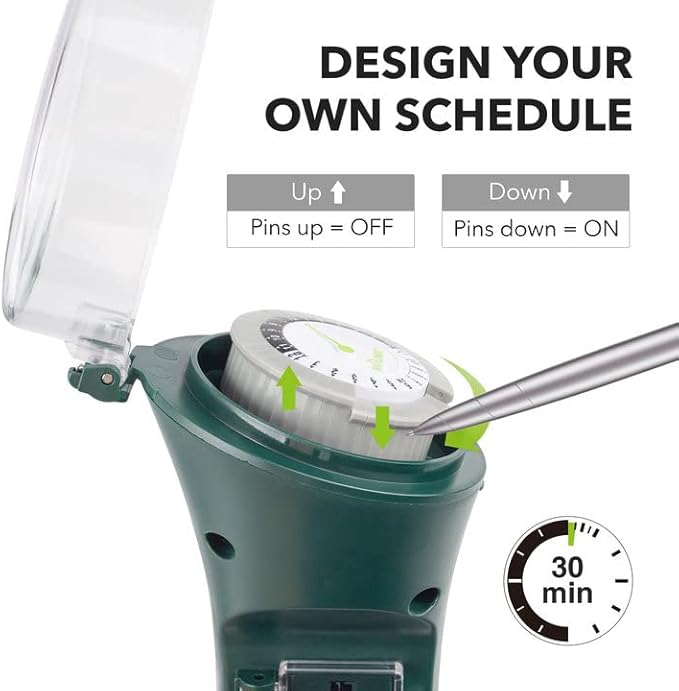 BN-LINK Outdoor Power Stake Timer with Mechanical, 6 Grounded Outlets - 6 ft Cord, Weatherproof for Outdoor Lamps Lights 1875W/15A ETL Listed