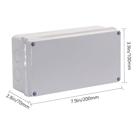 Junction Box, Reserved Holes Electrical Boxes Waterproof IP65 ABS Plastic Electrical Power Cord Enclosure Project Box White 7.9 x 5.9 x 2.8 inch(200x100x70mm)