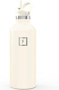IRON °FLASK Camping & Hiking Hydration Flask with Straw, Narrow Mouth Insulated Stainless Steel Sports Water Bottle - Cashmere Cream 32 oz - Straw (1 Lid)