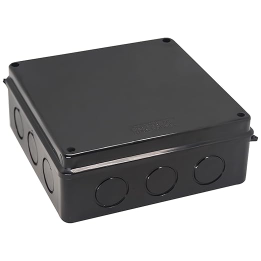 Project Box IP65 Waterproof Dustproof Junction Boxes ABS Plastic DIY Electronic Case, Indoor & Outdoor Electrical Box Power Cord Enclosure Black 200x200x80mm