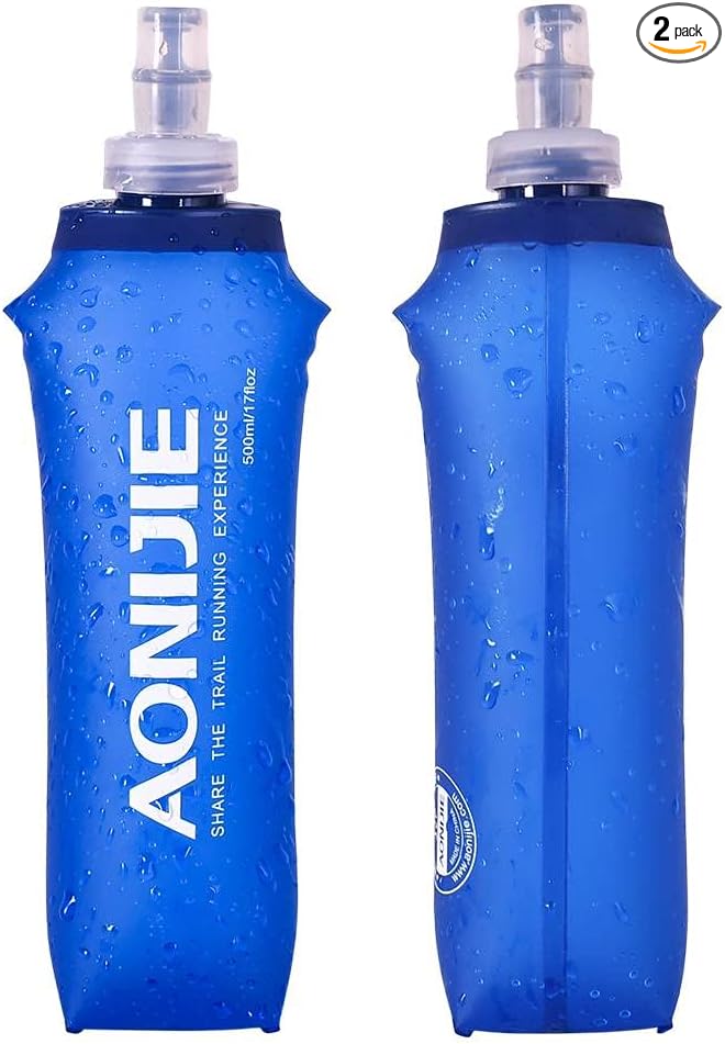 AONIJIE TPU Soft Flask Water Bottle Collapsible Running Flask for Hydration Pack, BPA Free, Wide Opening, for Outdoor Sports Hydration