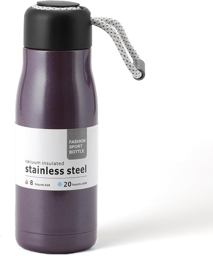 Small Water Bottle 12 oz, Dusgut Insulated Water Bottle,Stainless Steel,Wide Mouth Portable Lid