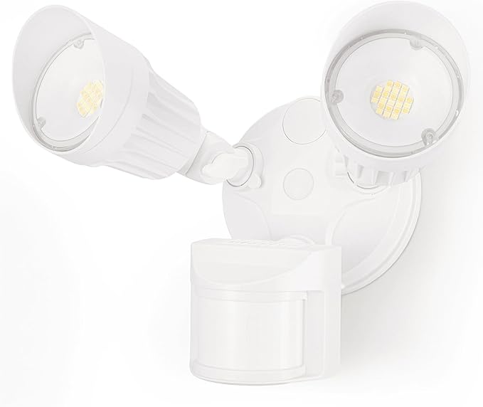 LEONLITE 3CCT LED Security Light, Motion Sensor Outdoor Lights, Dusk to Dawn, ETL Listed, Adjustable Heads, 3000K4000K5000K Selectable, Motion Detector Flood Light, Aluminum, IP65 Waterproof, White