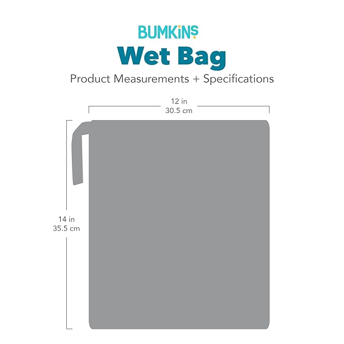 Bumkins Waterproof Wet Bag for Baby, Travel, Swim Suit, Cloth Diapers, Pump Parts, Pool, Beach, Gym Clothes, Toiletry, Hook to Stroller, Daycare, Zipper Reusable Wetdry Packing Pouch, Black Hearts