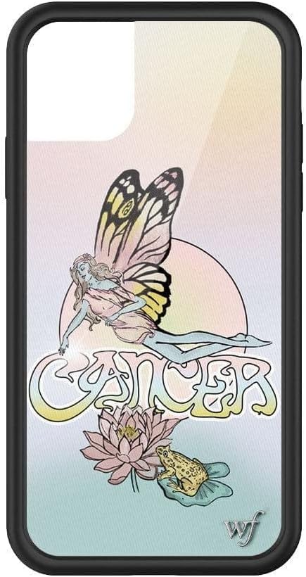 Wildflower Cases - Compatible with iPhone 13 Pro|Protective Black Bumper, 6.5ft Drop Test Certified, Women Owned Small Business | Yellow Blue Fairy Trendy | Zodiac Collection - Cancer
