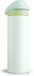 ENCOOL Leakproof Insulated Water Bottle with Straw Dual-Sip Water Bottle Bag-Safe Design for Work, Commute & Gym – Keeps Drinks Cold All Day, 24 oz, Lime White