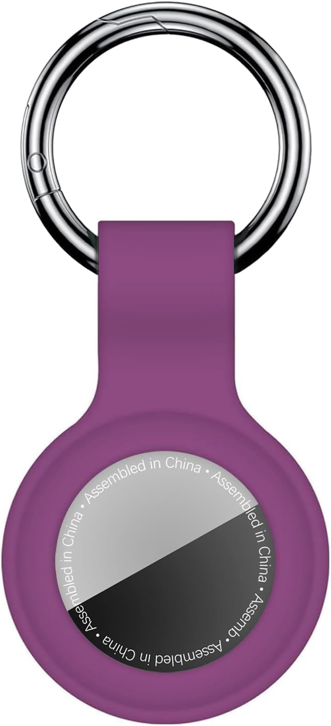 Linsaner Case for AirTag 2nd Gen (2026) & 1st Gen, Silicone Holder Keychain Key Ring, Protective Cover for Apple for Air Tags, GPS Finder Accessories for Bags, Pets, Kids, Luggage, Deep Purple