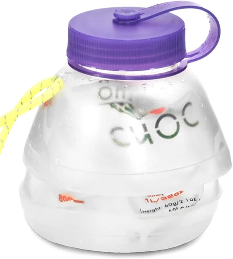 Cnoc Outdoors Vesica Collapsible Water Bottle 1 Liter Green, 42mm wide Mouth Thread, Packs Down Small when Empty, Perfect for Travel and Hiking