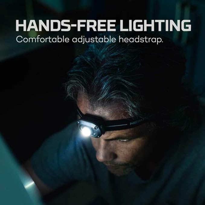 NEBO MYCRO 250 Rechargeable Headlamp | 250 Lumens, 3 Light Modes, Water Resistant, Adjustable Strap, Super Bright Head Lamp for Camping & Hiking, Includes USB Charging Cable — 2 Pack