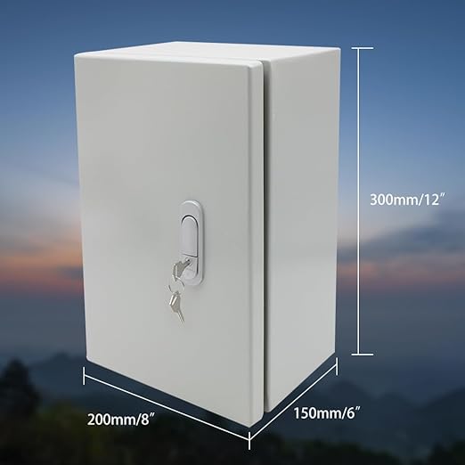 Waterproof Metal Electrical Enclosure with Lock,12 * 8 * 6 in Outdoor Electrical Box,IP66 Waterproof & Dustproof Electrical Junction Box(300 * 200 * 150mm)