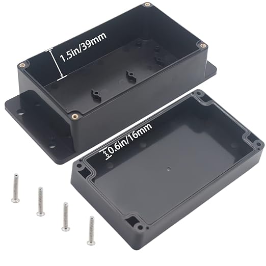 Watertight Junction Box, IP67 Waterproof Project Box Durable ABS Plastic Electronic Enclosure Case for DIY Electrical Project with Wall Fixed Ear 6.22" x 3.54" x 2.52"(158 x 90 x 64 mm)