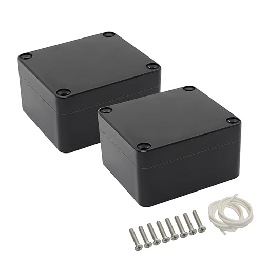 LeMotech Electrical Box ABS Plastic Project Box IP65 Waterproof Junction Box Project Case Universal Enclosure for Electronics Black 2.48x 2.28x 1.37 inch(63x58x35mm)(Pack of 2)