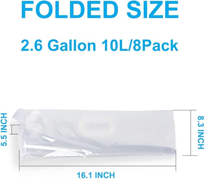 Soddeph Collapsible Water Container Bag, BPA Free Food Grade Clear Plastic Storage Jug for Sport Camping Riding Mountaineer,Freezable, Food Grade (8-pack-2.6Gal)
