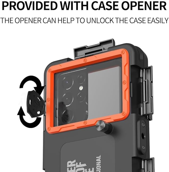 Hllhunkhe Universal Underwater Phone Case for Snorkeling, Professional Diving Waterproof Phone Case for iPhone 7-17 Pro/Pro Max/Plus/Mini, Galaxy S10-S25 Ultra/Plus and Most Phones,Black/Orange