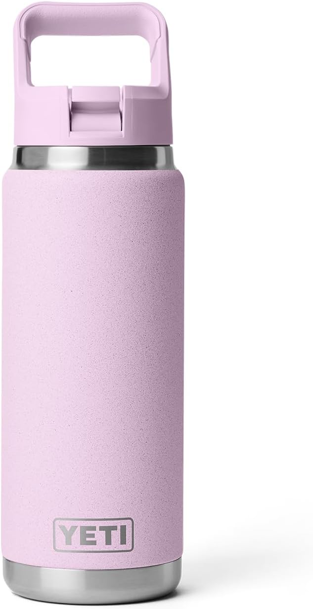 YETI Rambler 26 oz Bottle, Vacuum Insulated, Stainless Steel with Color Matching Straw Cap