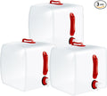 Reallnaive 3 Pack Collapsible Water Container with Spigot, Foldable Camping Water Container Portable Camping Storage Carrier Jug for Outdoors Hiking Emergency Kit Backpack (5.3 Gallon,Red,3 Pcs)