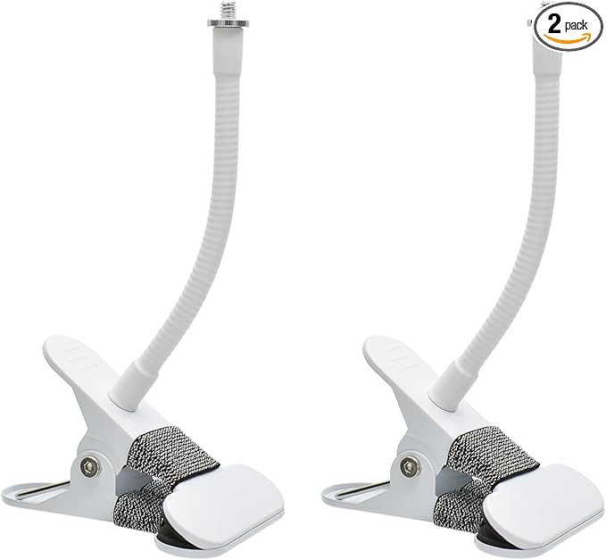 Holicfun Clip Mount for Ring, Blink, Eufy, Google Nest, Wyze, and Arlo Indoor Outdoor Cameras, 15cm Gooseneck Arm, Flexible Adjustment, Strong Clamp, White, 2-Pack
