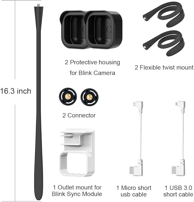 Gresur 2-Pack Flexible Twist Mount for Blink Outdoor 4 / 3rd Gen/Outdoor 2K+ Camera, with Weatherproof Protective Housing and Blink Sync Module Outlet Wall Mount (Black, 2Pack)