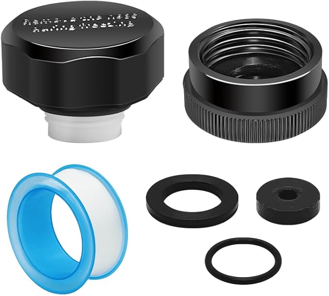 Vacuum Breaker Replacement Kit, ASSE 1019-A Vacuum Breaker Repair Kit(Fine Thread), Anti Siphon Valve Repair Kit, Outdoor Faucet repair kit(Black) with 1PCS 3/4" Outdoor Faucet Cap(Black)