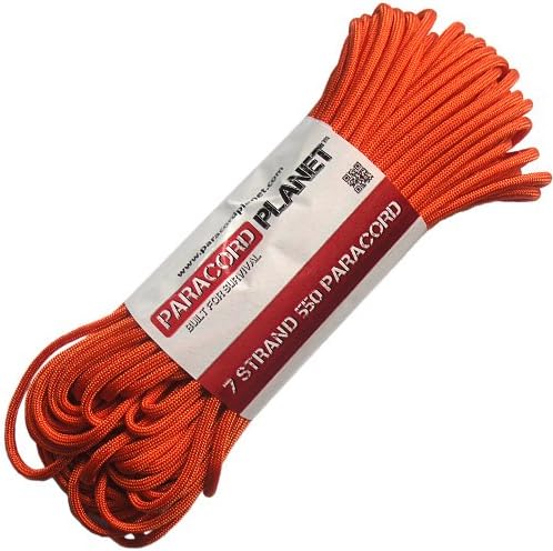 Paracord Planet Solid Color 550lb Paracord – 7 Strand Type III Nylon Cord for Indoor and Outdoor Tasks – International Orange (25 ft)