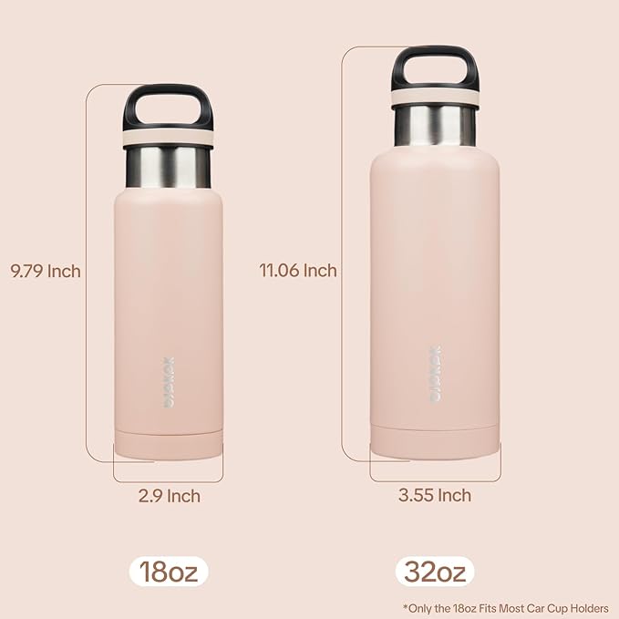 BJPKPK Insulated Water Bottle 18OZ Stainless Steel Water Bottle with Handle Double Walls Vacuum Insulated BPA Free Flask, Peach