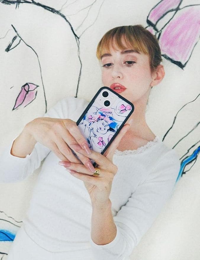 Wildflower Cases - Compatible with iPhone 13 Pro | Protective Black Bumper, 6.5ft Drop Test Certified, Women Owned Small Business | Artistic, Horse Girl, Trendy, Cute, White | Collab - Natalie Krim