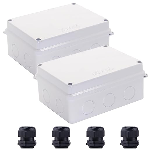 Electrical Box, 2 PCS Outdoor Waterproof Box IP65 Junction Box with Reserved Holes,ABS Plastic Project Box Power Cord Enclosure White 5.9 x 4.3 x 2.8 inch(150x110x70mm)