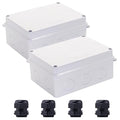 Electrical Box, 2 PCS Outdoor Waterproof Box IP65 Junction Box with Reserved Holes,ABS Plastic Project Box Power Cord Enclosure White 5.9 x 4.3 x 2.8 inch(150x110x70mm)