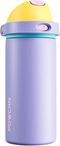 POWCAN 18 oz Insulated Water Bottle: 2-in-1 Push-Button Spout & Quick-Flip Straw, Leakproof, Cold 24Hrs, Fits Car Cup Holder, Metal Sports Water Bottle, Gift for Women, Girls, Daughter (Tangled Shine)