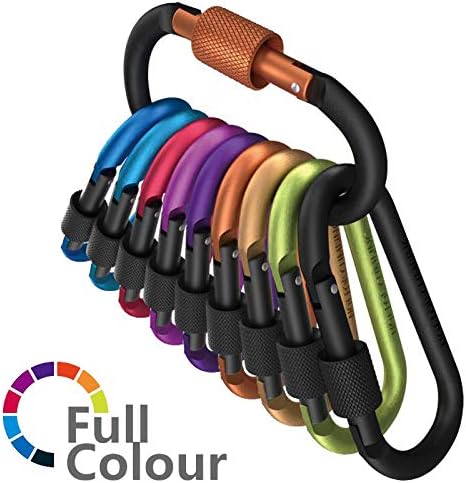 Carago Carabiner Clips with Screw Gate, 10 Pack Carabiners Hiking Clips with 7.5mm Diameter Aluminum Rod