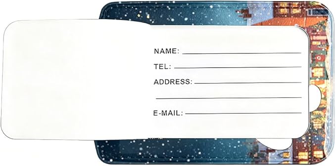 2Pcs Winter Village Luggage Tags for Suitcases, 2.83x4.53 Christmas ID Labels with Privacy Cover, Aesthetic Snowy Town Bag Tags for Backpacks, Holiday Gift for Travelers, Set of 2