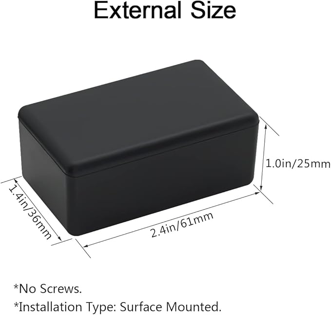 LeMotech Project Box 10 Pieces ABS Plastic Electrical Project Case Small Junction Box for Electronics Black 2.4 x 1.4 x 1 inch (61 x 36 x 25 mm)
