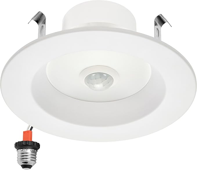 Maxxima 4 in. Retrofit LED PIR Motion Sensor Downlight - 1000 Lumens, 9 Watts, 5 CCT 2700K/3000K/3500K/4000K/5000K, Energy Efficient Indoor Ceiling Lighting Fixture