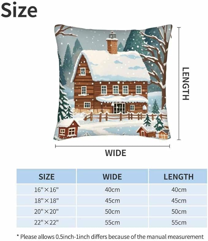 Farmhouse Throw Pillow Covers 18x18 Winter Snow Tree Set of 2 Pillow Cases Square Velvet Outdoor Pillowcases Decorative for Home Bed Sofa Couch Hotel
