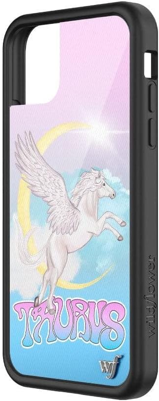 Wildflower Cases - Compatible with iPhone 13 Pro | Protective Black Bumper, 6.5ft Drop Test Certified, Women Owned Small Business | Blue Pegasus Moon Sky Zodiac Cute | Taurus