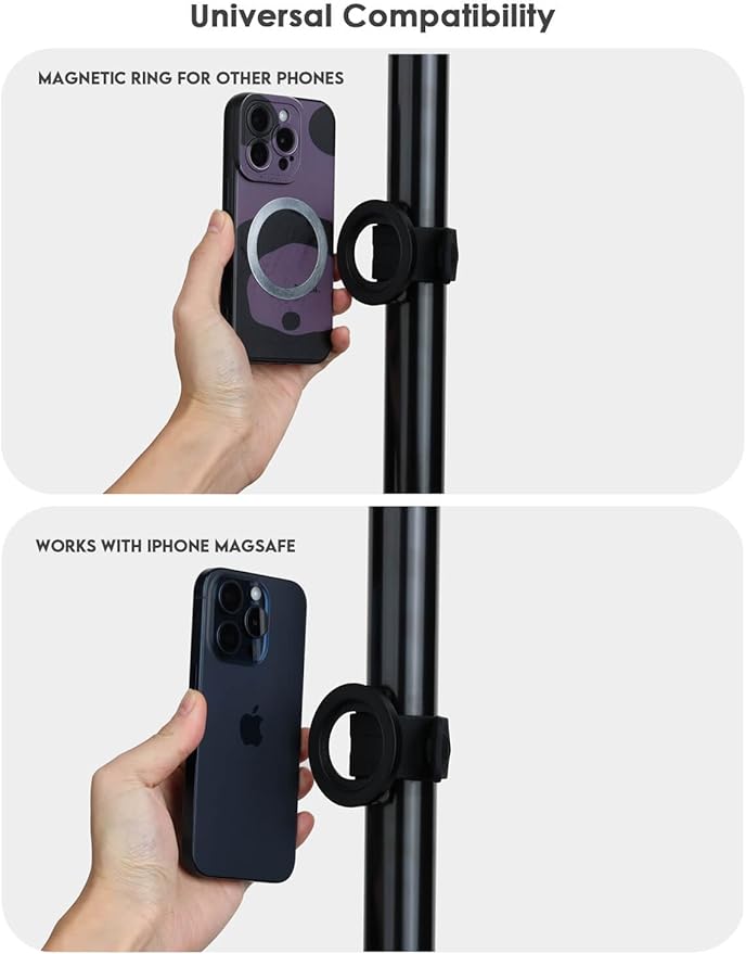 Magnetic Phone Mount for Outdoor Activities – Compatible with Golf Carts, Yachts, Strollers, and More | Adjustable Silicone Strap & Anti-Slip Design