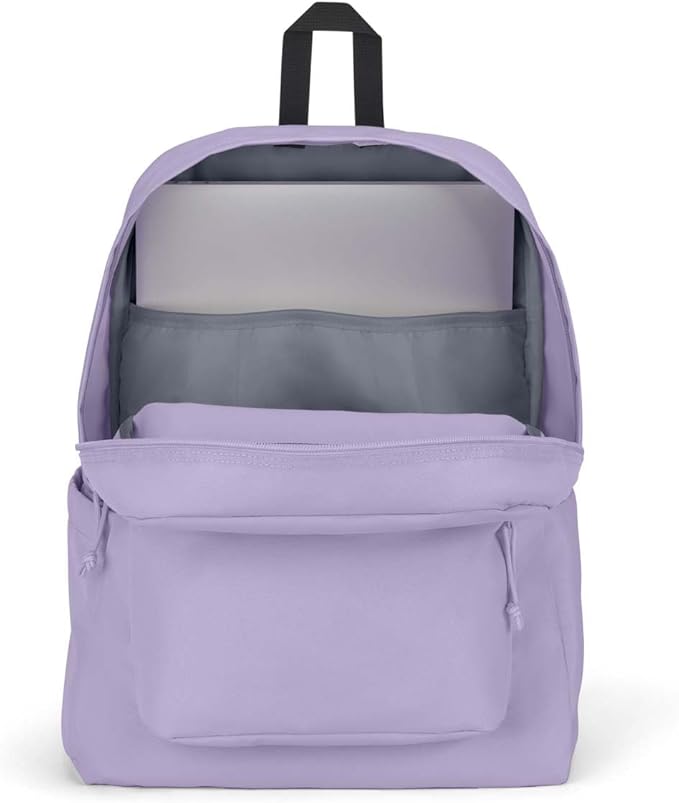 JanSport SuperBreak Plus Backpack with Padded 15-inch Laptop Sleeve and Integrated Bottle Pocket - Spacious and Durable Daypack for Work and Travel - Pastel Lilac