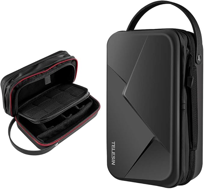 TELESIN Large Carry Case Carrying Travel Bag for GoPro Max Hero 13 12 11 10 9 8 7 6 5 DJI Action 3 4 5 Osmo Pocket 3 Insta360 X3 X4 X5 Go3 Ace Pro AKASO Battery Charger Strap Mount Accessories