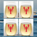 Set of 4 Shatterproof Designer 16 oz Plastic Wine Glasses MADE in the USA (LOBSTER)